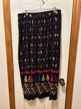Black Maxi Boho/Gypsy Skirt with Colorful Abstract Print